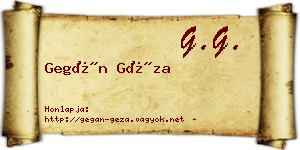 Gegán Géza névjegykártya